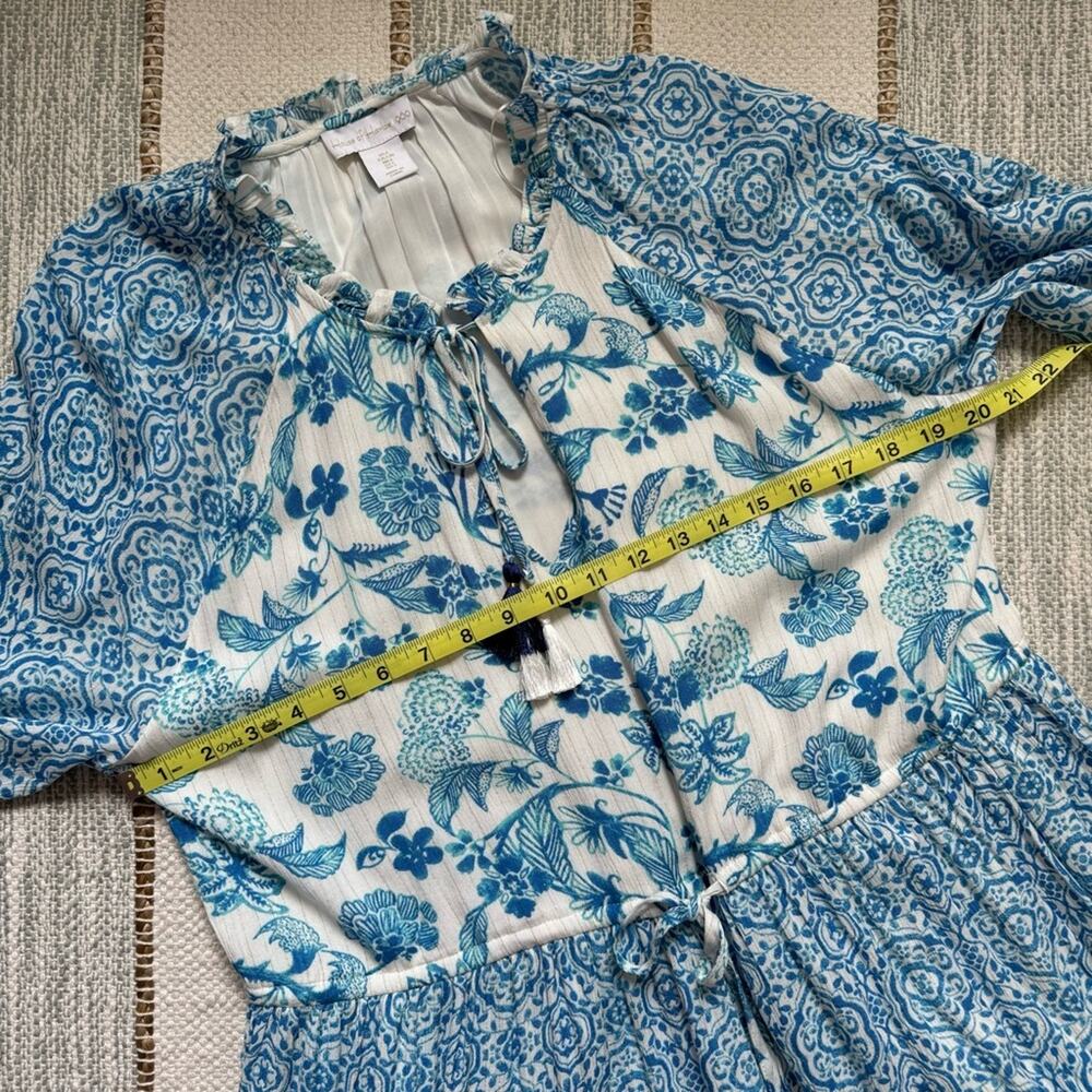 House of Harlow 1960 Blue White Printed Long Sleeves Mini Dress Women’s Large - Picture 6 of 8